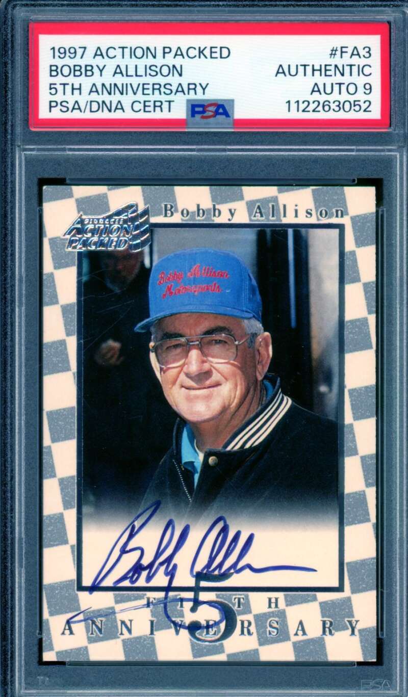 Bobby Allison Card 1997 Action Packed Autograph #FA3 PSA/DNA Auto 9 Image 1