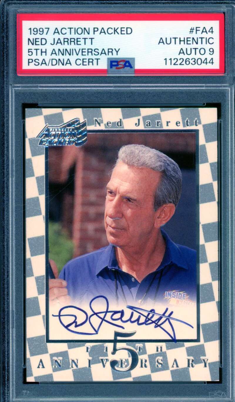 Ned Jarrett Card 1997 Action Packed Autograph #FA4 PSA/DNA Auto 9 Image 1