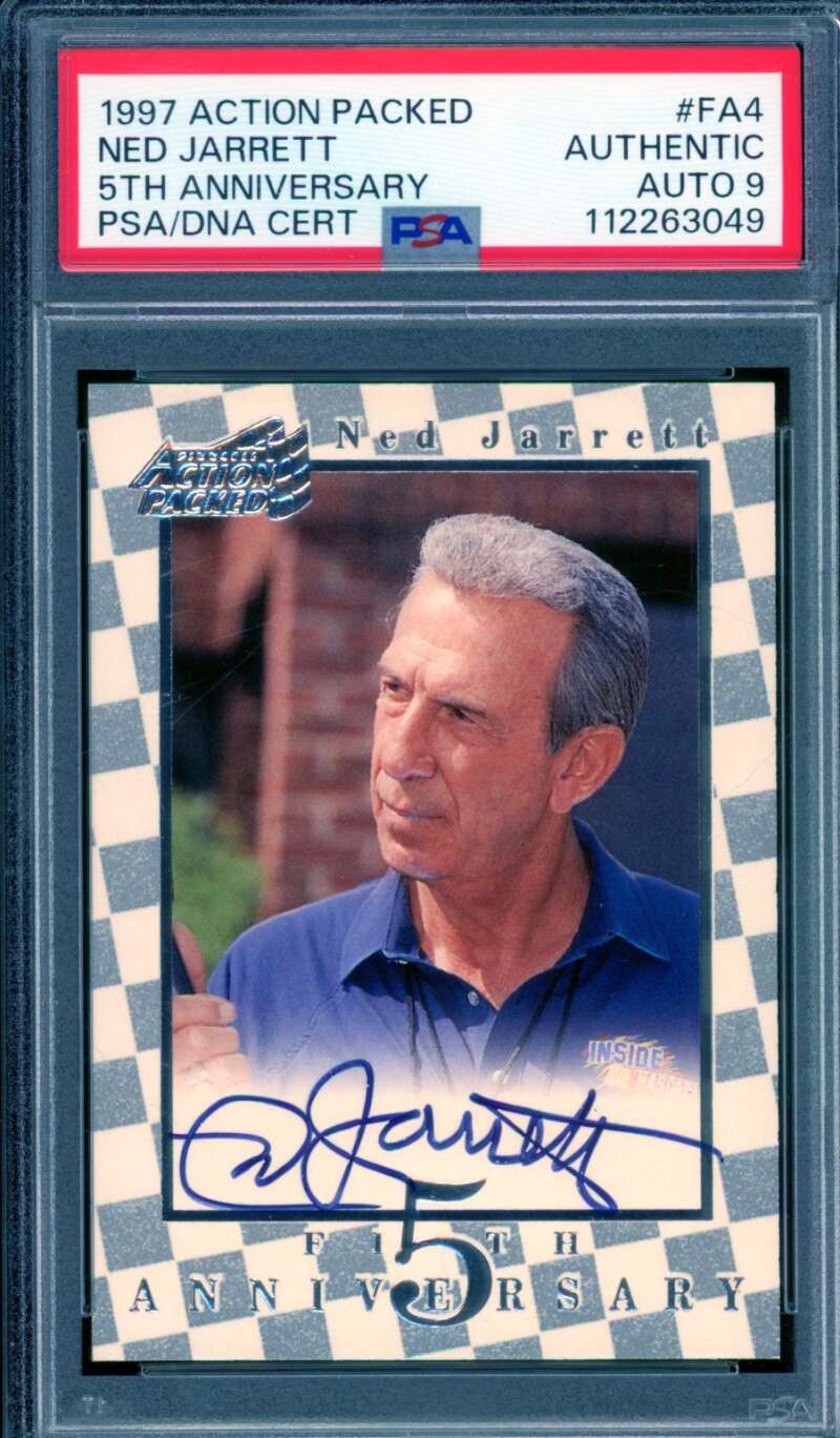 Ned Jarrett Card 1997 Action Packed Autograph #FA4 PSA/DNA Auto 9 Image 1