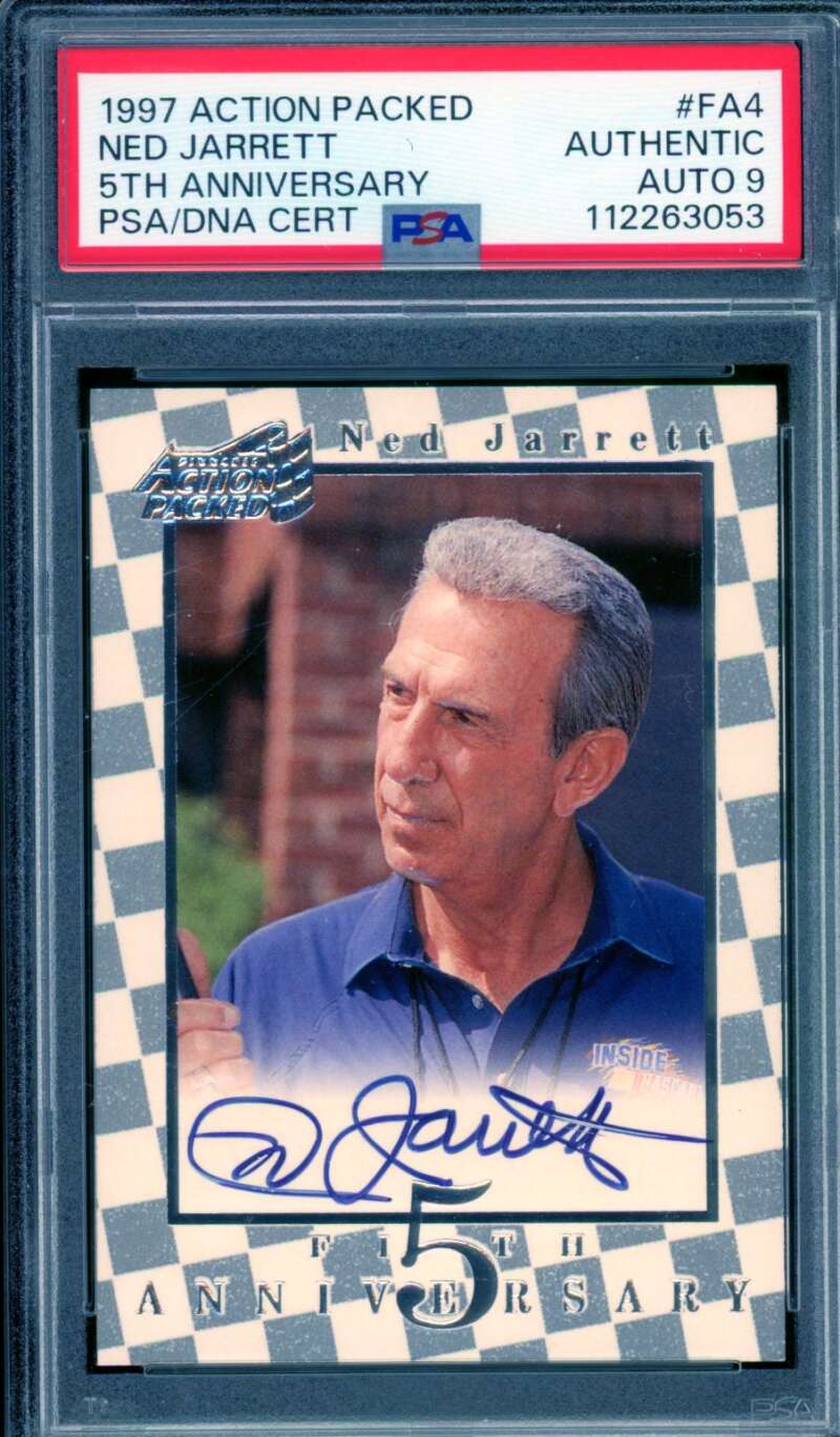 Ned Jarrett Card 1997 Action Packed Autograph #FA4 PSA/DNA Auto 9 Image 1