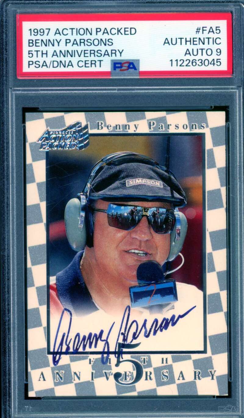 Benny Parsons Card 1997 Action Packed Autograph #Fa5 PSA/DNA Auto 9 Image 1
