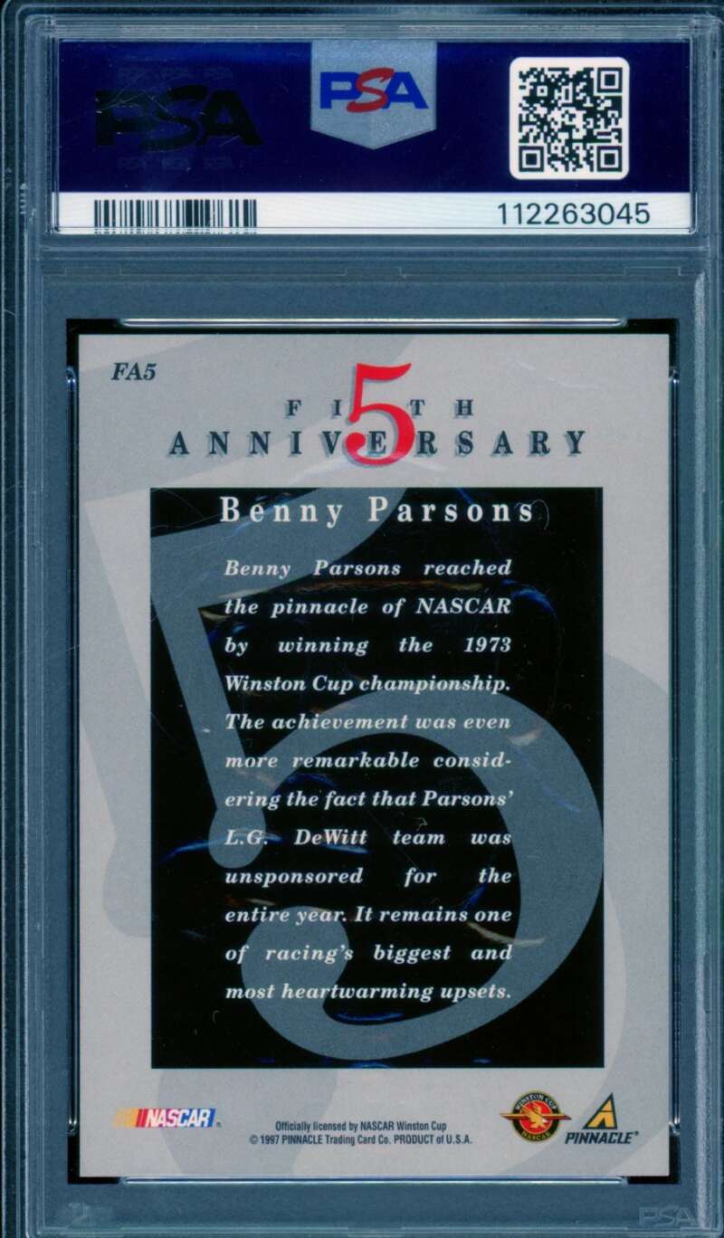 Benny Parsons Card 1997 Action Packed Autograph #Fa5 PSA/DNA Auto 9 Image 2