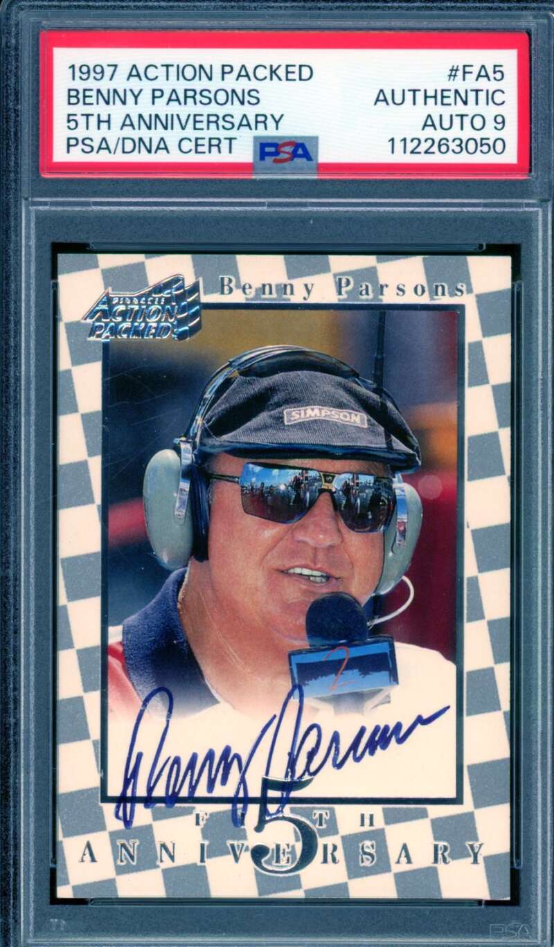 Benny Parsons Card 1997 Action Packed Autograph #Fa5 PSA/DNA Auto 9 Image 1