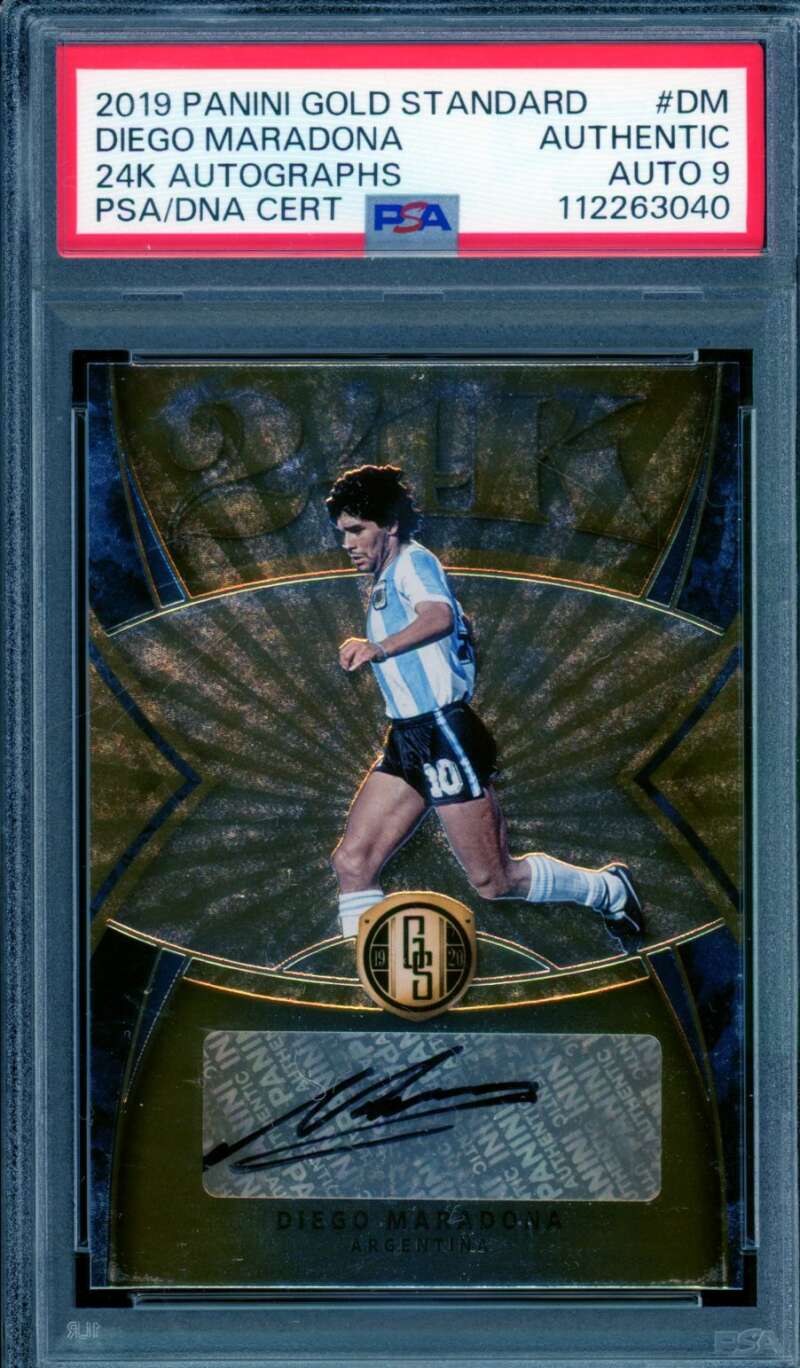 Diego Maradona 2019 Panini Gold Standard 24K Autographs (2/3) #Dm PSA/DNA Auto 9 Image 1
