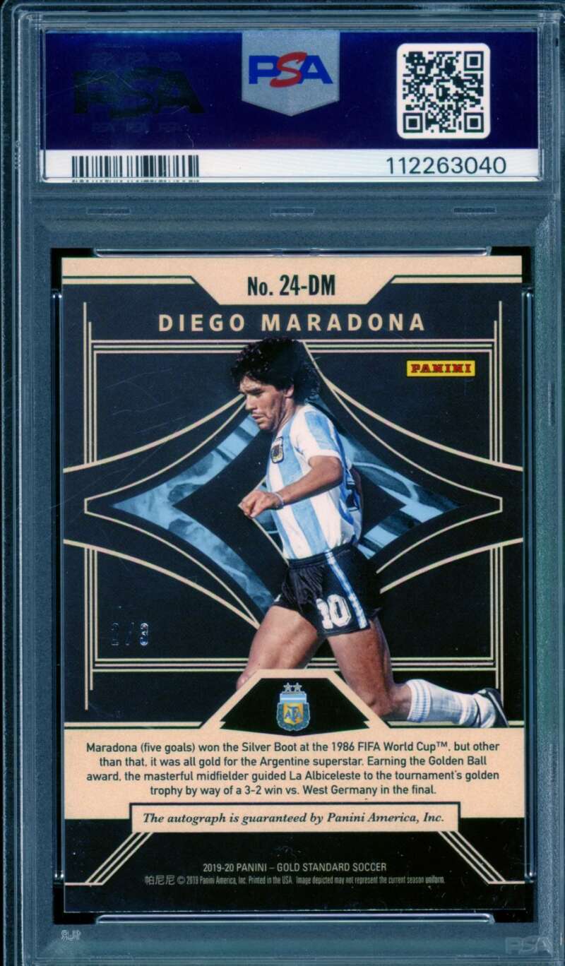 Diego Maradona 2019 Panini Gold Standard 24K Autographs (2/3) #Dm PSA/DNA Auto 9 Image 2