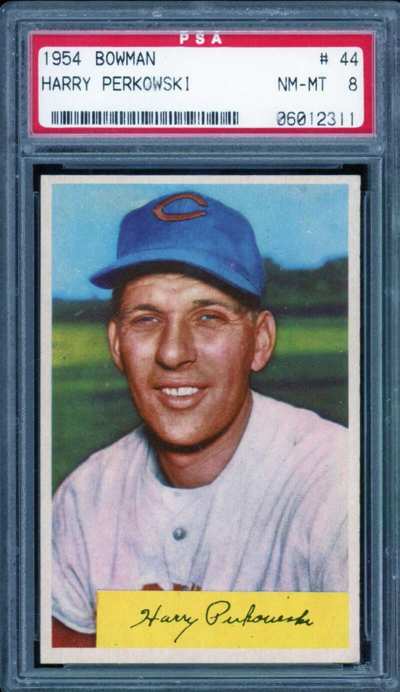 Harry Perkowski Card 1954 Bowman #44 PSA 8 Image 1