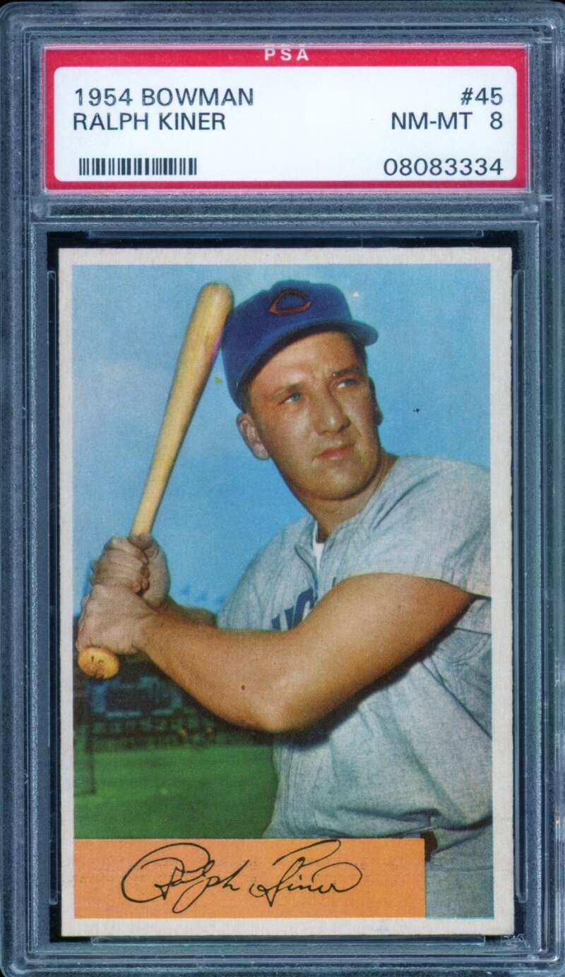 Ralph Kiner Card 1954 Bowman #45 PSA 8 Image 1