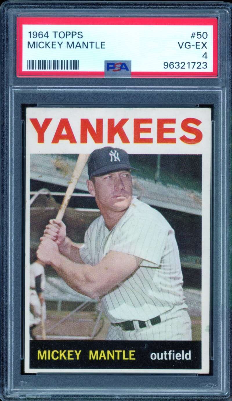 Mickey Mantle Card 1964 Topps #50 PSA 4 Image 1