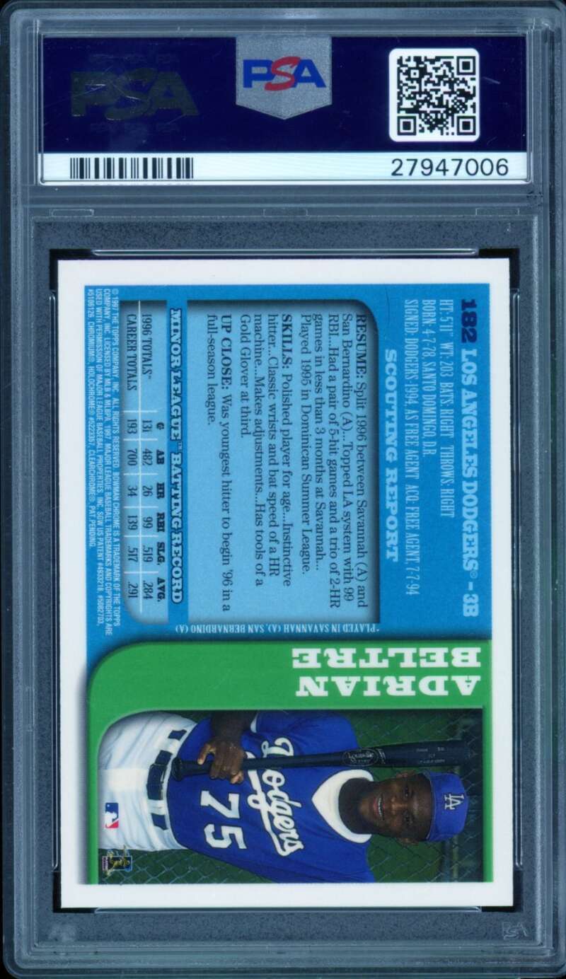 Adrian Beltre Rookie Card 1997 Bowman Chrome #182 PSA 10 Image 2
