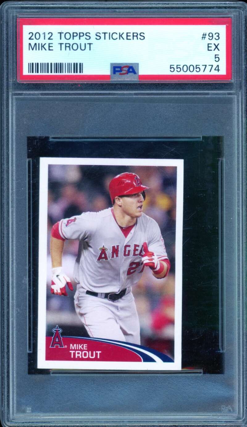 Mike Trout Card 2012 Topps Stickers #93 PSA 5 Image 1