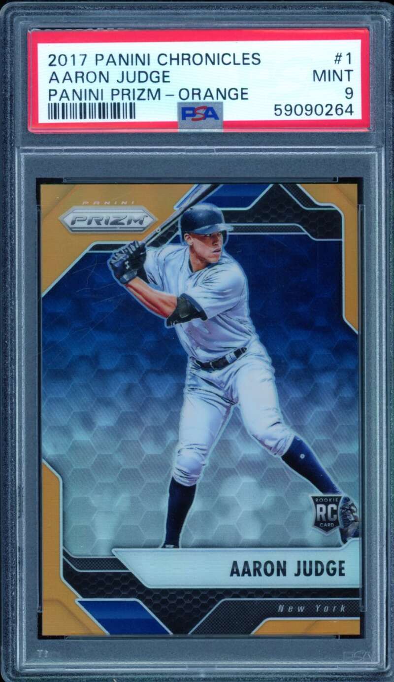 Aaron Judge Rookie Card 2017 Panini Chronicles Prizm Orange #1 PSA 9 Image 1