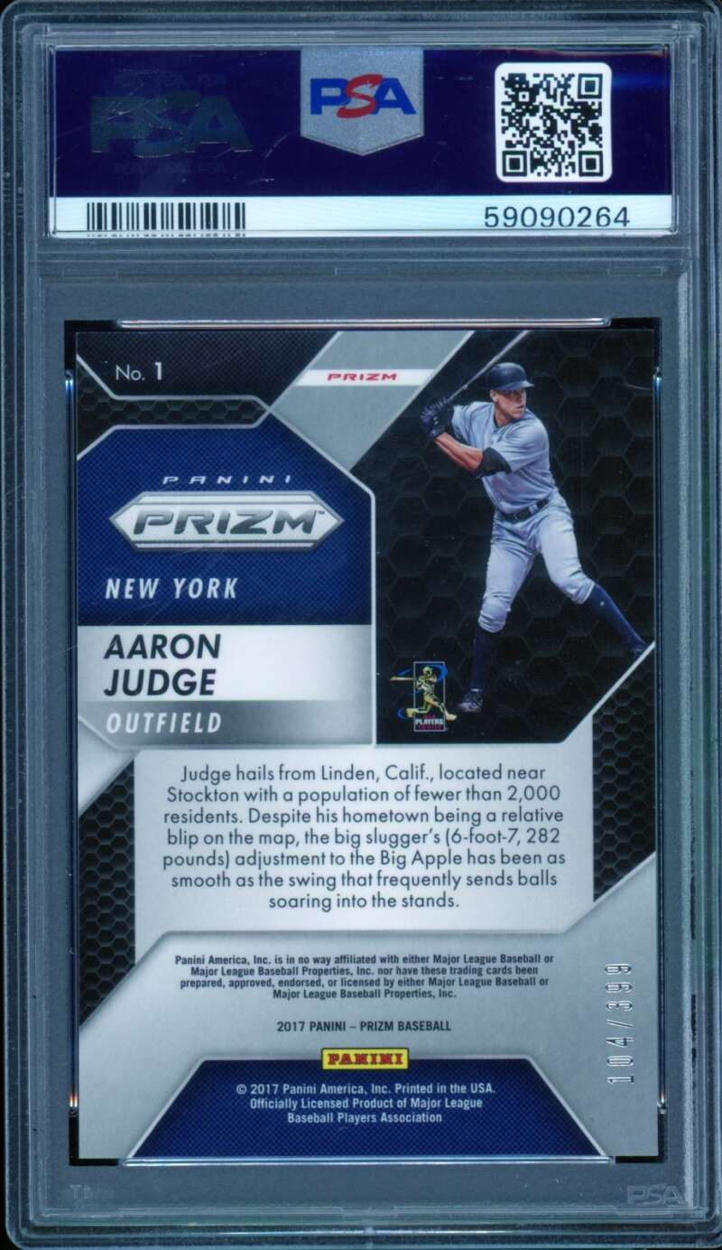 Aaron Judge Rookie Card 2017 Panini Chronicles Prizm Orange #1 PSA 9 Image 2
