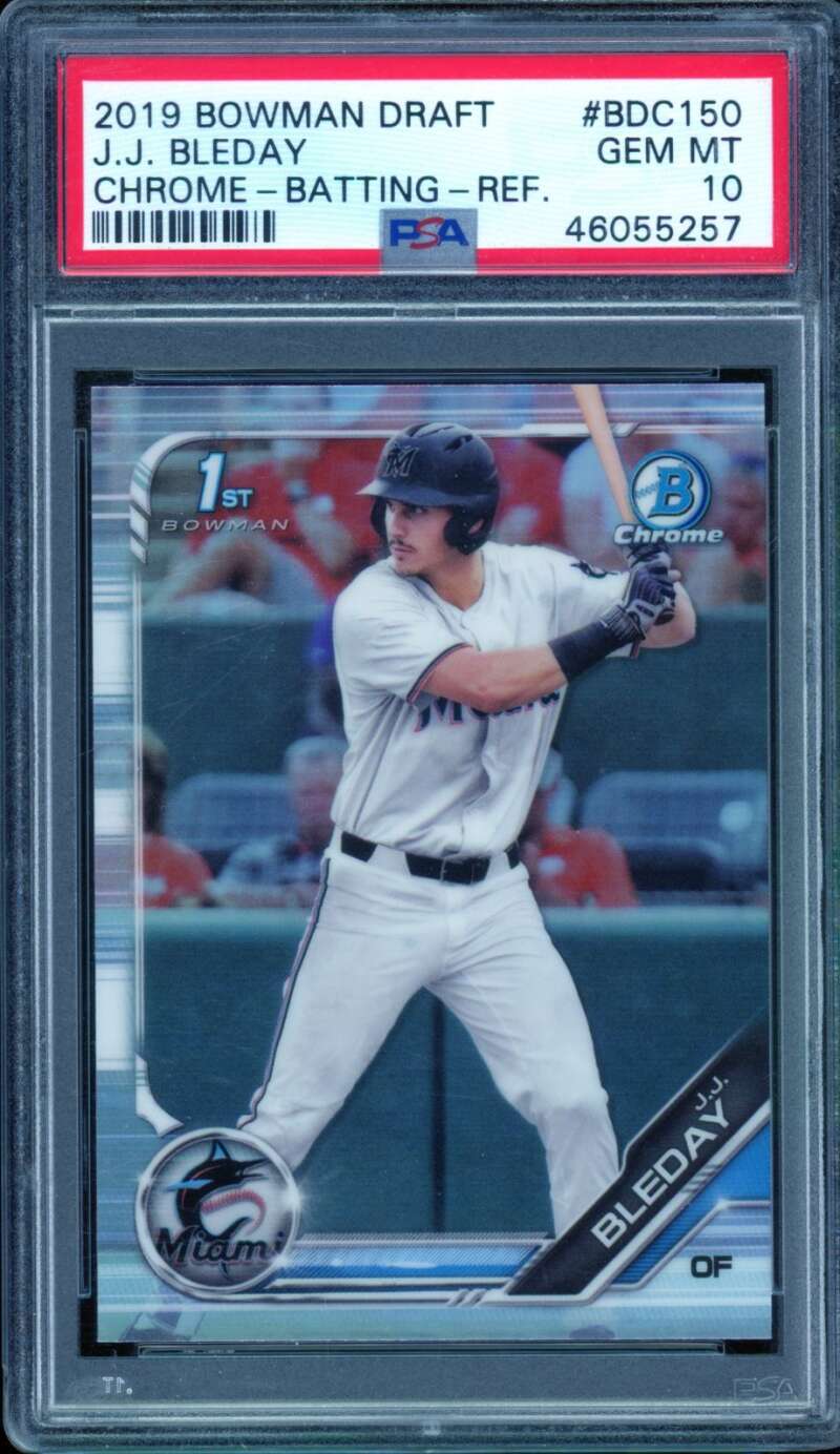 J.J. Bleday Rookie Card 2019 Bowman Draft Chrome Refractor #BDC150 PSA 10 Image 1
