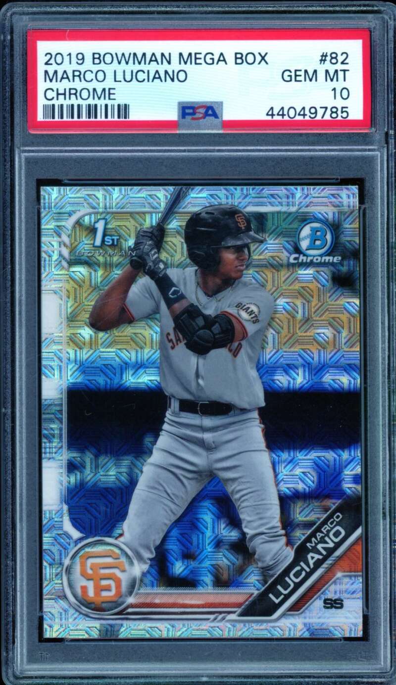 Marco Luciano Rookie Card 2019 Bowman Mega Box Chrome #82 PSA 10 Image 1
