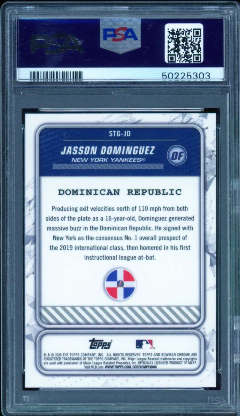 Jasson Dominguez Rookie 2020 Bowman Chrome Mega Box Spanning Globe #STGJD PSA 9 Image 2
