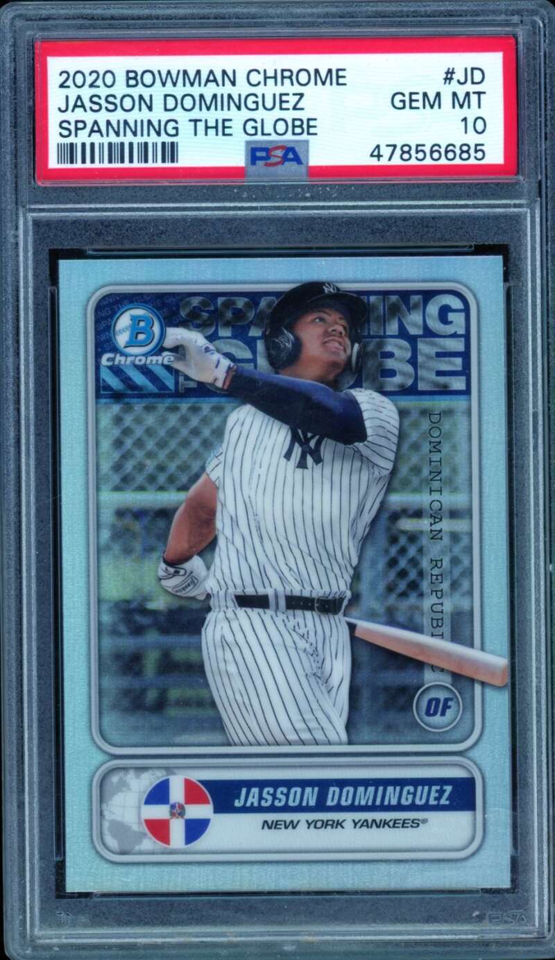 Jasson Dominguez Rookie Card 2020 Bowman Chrome Spanning The Globe #JD PSA 10 Image 1