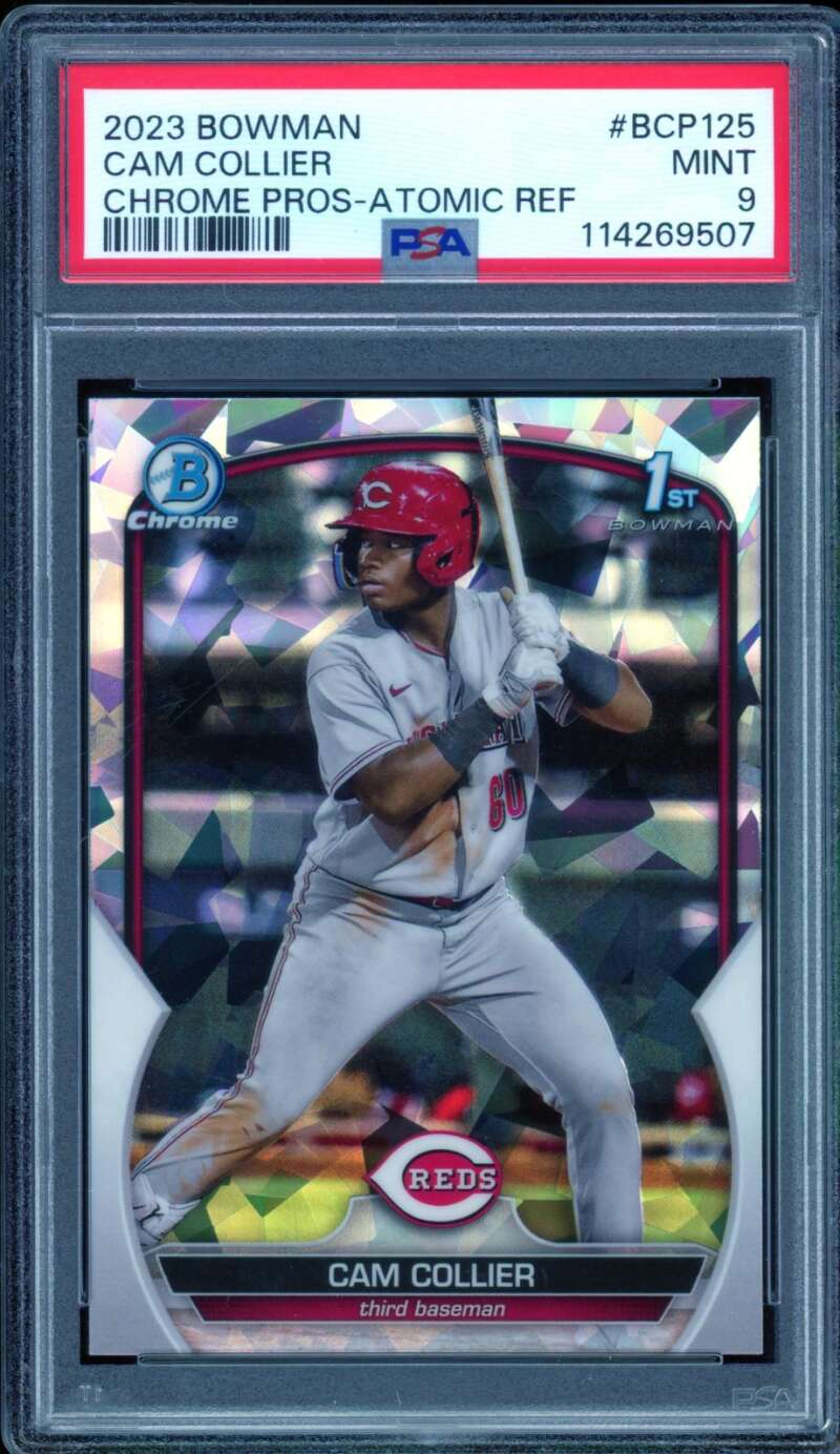 Cam Collier Rookie 2023 Bowman Chrome Prospects Atomic Refractor #BCP125 PSA 9 Image 1