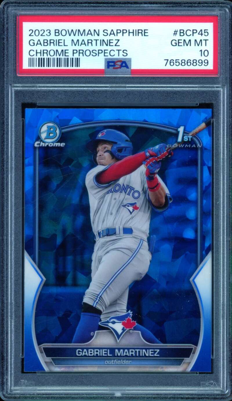 Gabriel Martinez Rookie Card 2023 Bowman Sapphire Chrome Prospects #BCP45 PSA 10 Image 1