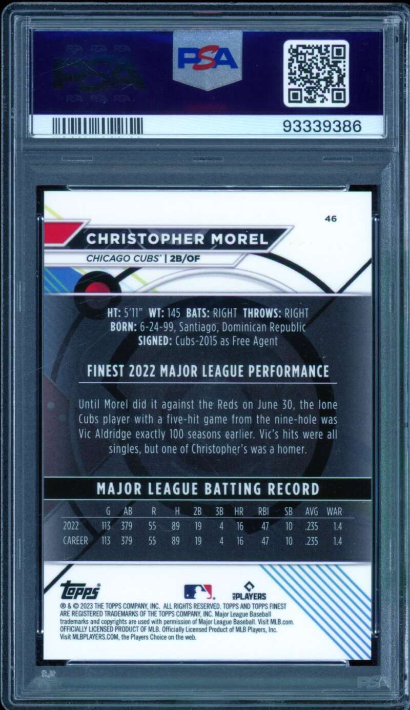 Christopher Morel Rookie Card 2023 Finest Aqua #46 PSA 9 Image 2