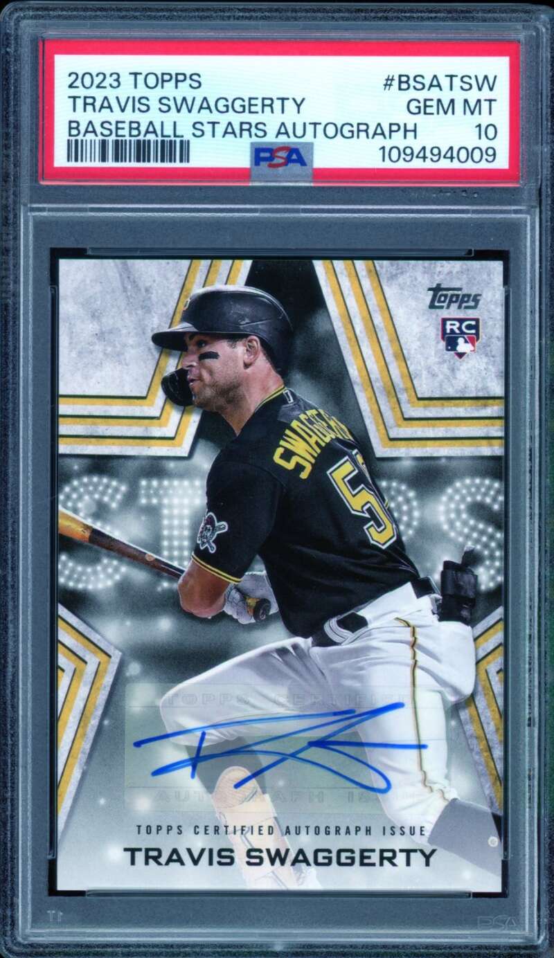 Travis Swaggerty Card 2023 Topps Baseball Stars Autograph #Bsatsw PSA 10 Image 1