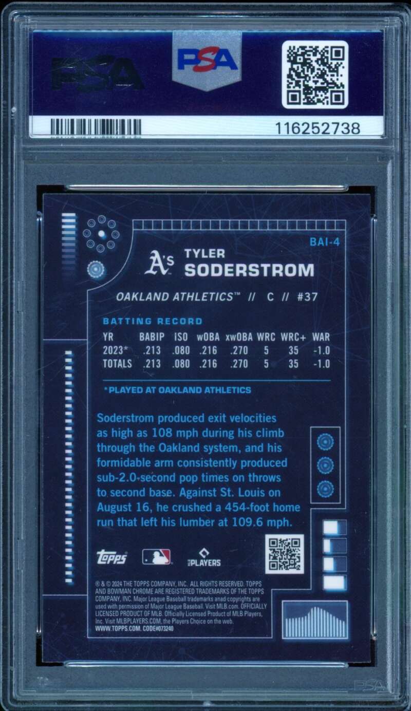 Tyler Soderstrom Rookie Card 2024 Bowman AI #Bai4 PSA 9 Image 2