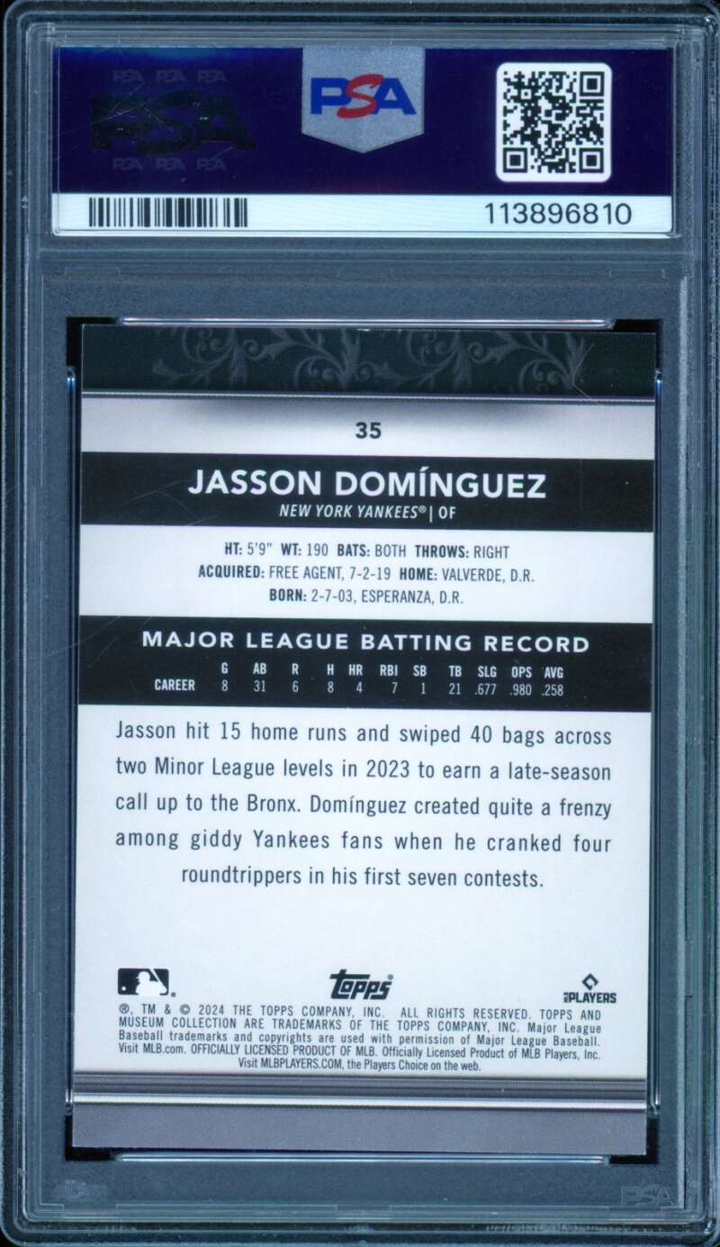 Jasson Dominguez Card 2024 Museum Collection Copper #35 PSA 9 Image 2