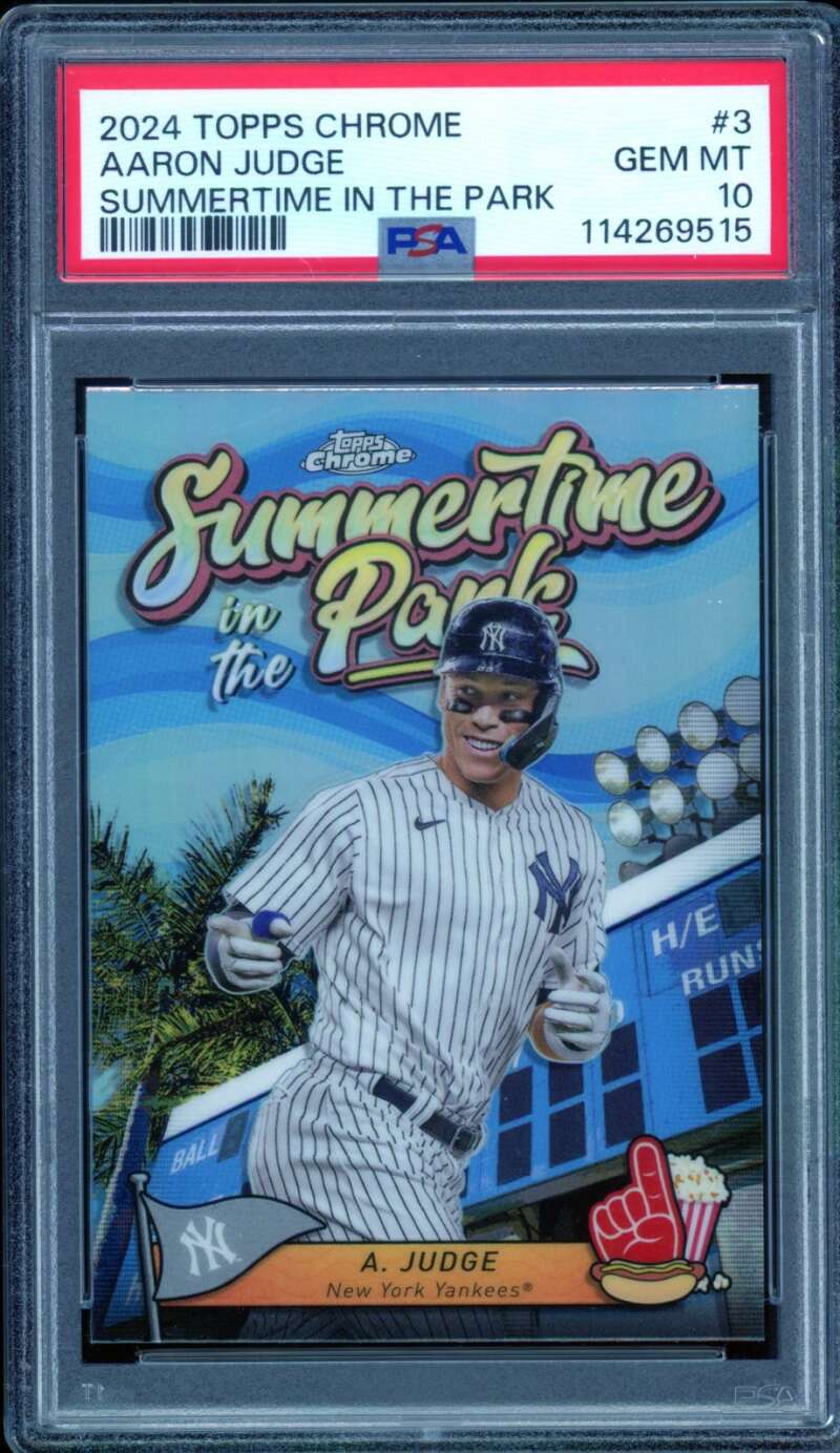 Aaron Judge Card 2024 Topps Chrome Summertime In The Park #3 PSA 10 Image 1