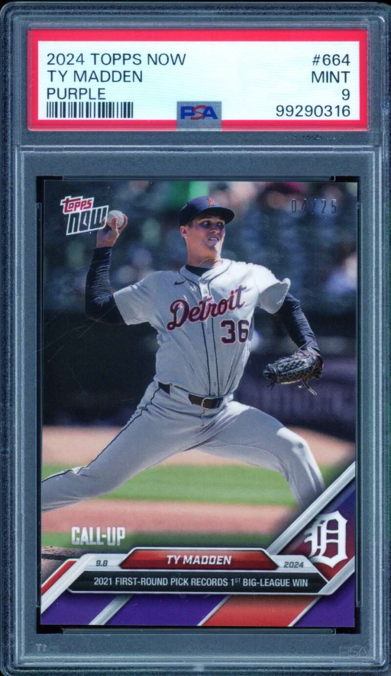 Ty Madden Rookie Card 2024 Topps Now Purple (4/25) #664 PSA 9 Image 1