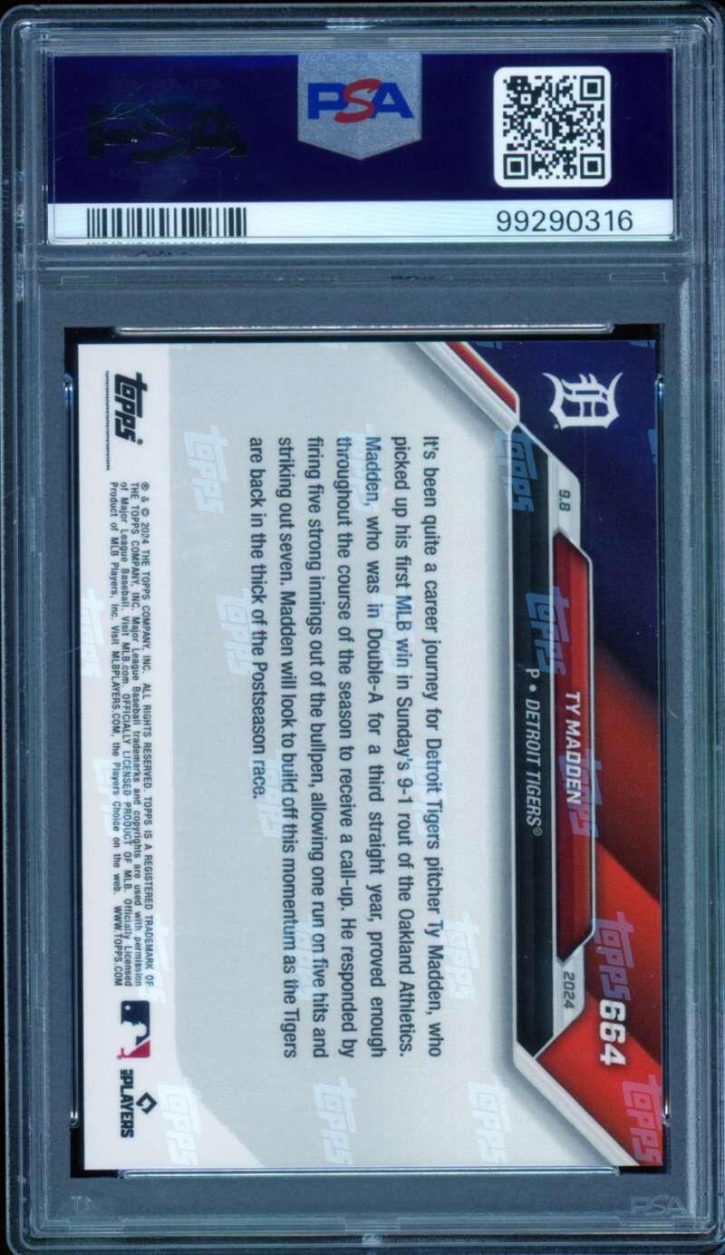 Ty Madden Rookie Card 2024 Topps Now Purple (4/25) #664 PSA 9 Image 2
