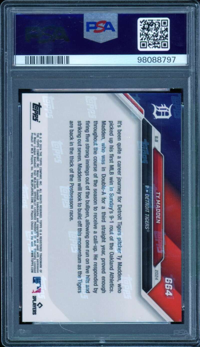 Ty Madden Card 2024 Topps Now #664 PSA 10 Image 2