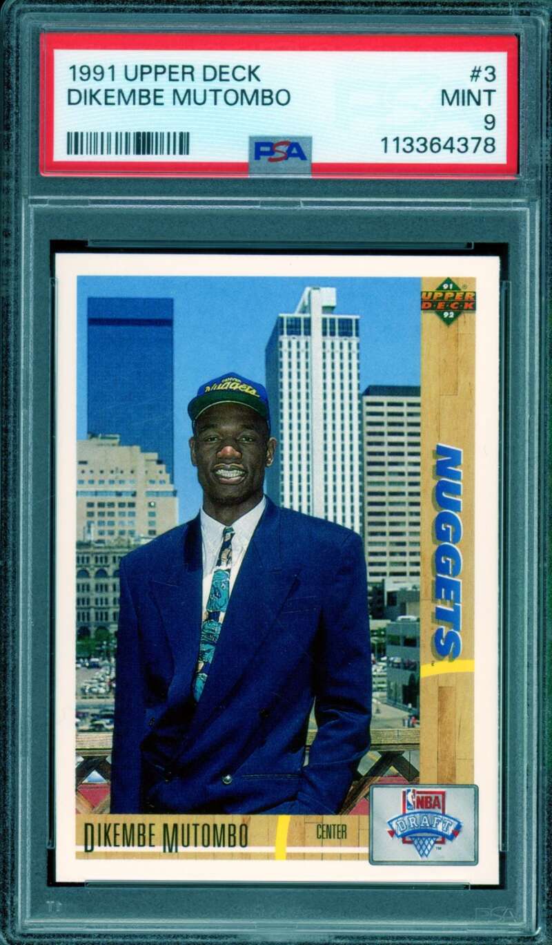 Dikembe Mutombo Rookie Card 1991-92 Upper Deck #3 PSA 9 Image 1