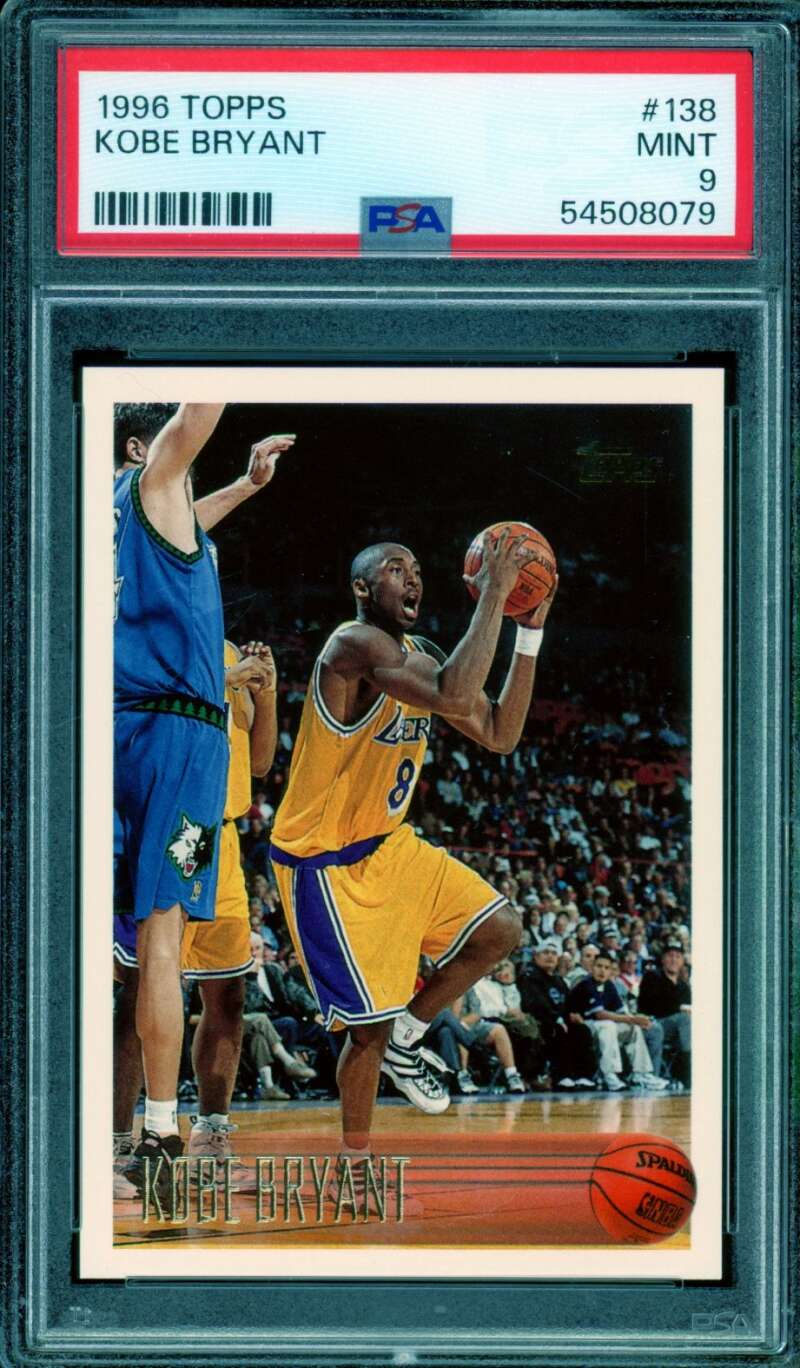 Kobe Bryant Rookie Card 1996-97 Topps #138 PSA 9 Image 1