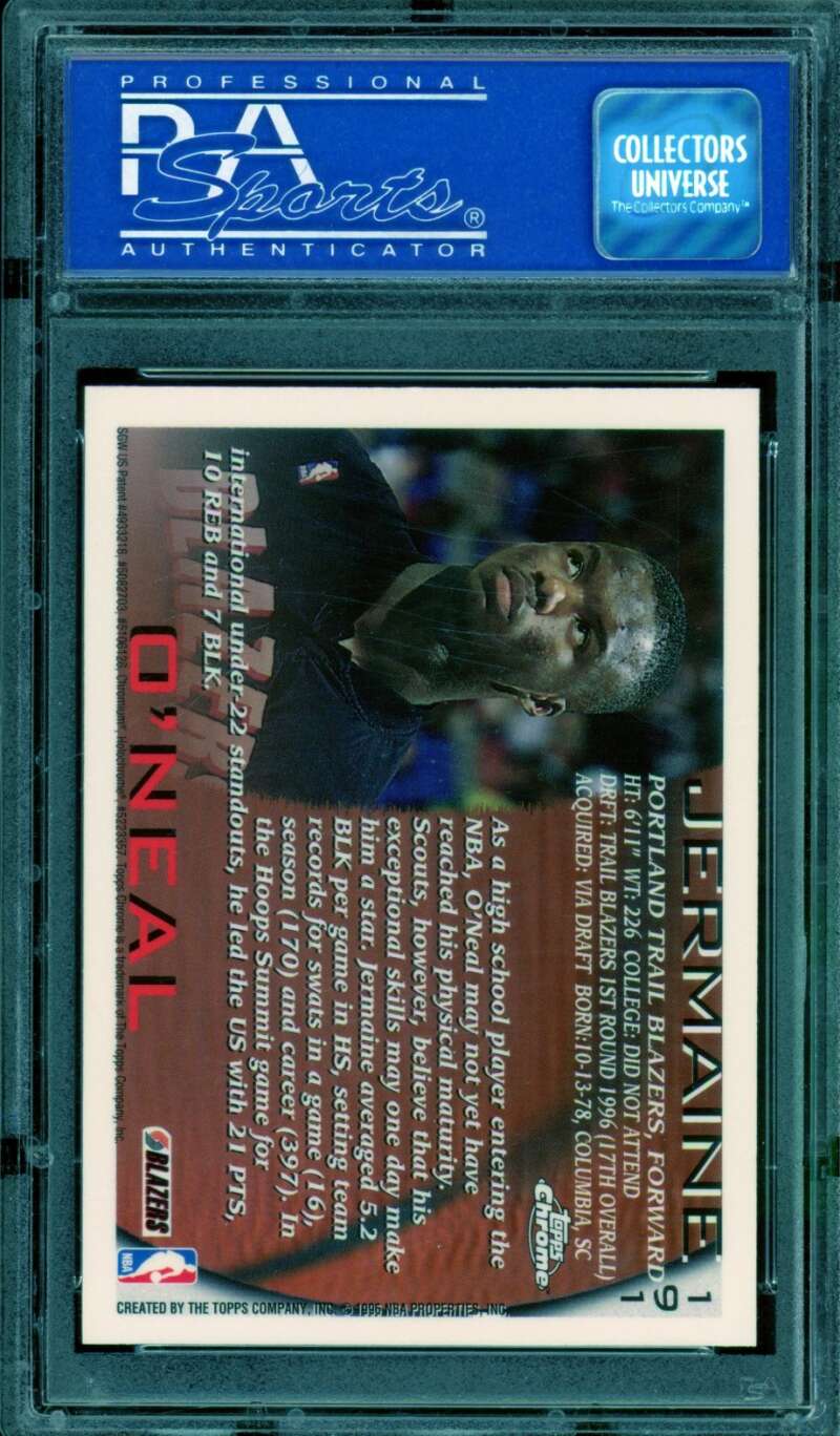Jermaine O'Neal Rookie Card 1996-97 Topps Chrome #191 PSA 9 Image 2