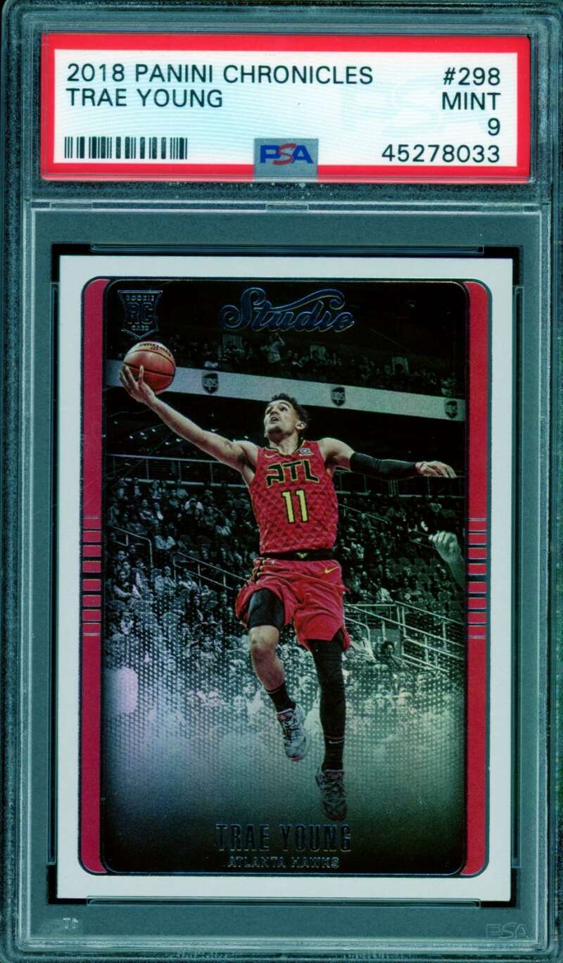 Trae Young Rookie Card 2018-19 Panini Chronicles #298 PSA 9 Image 1