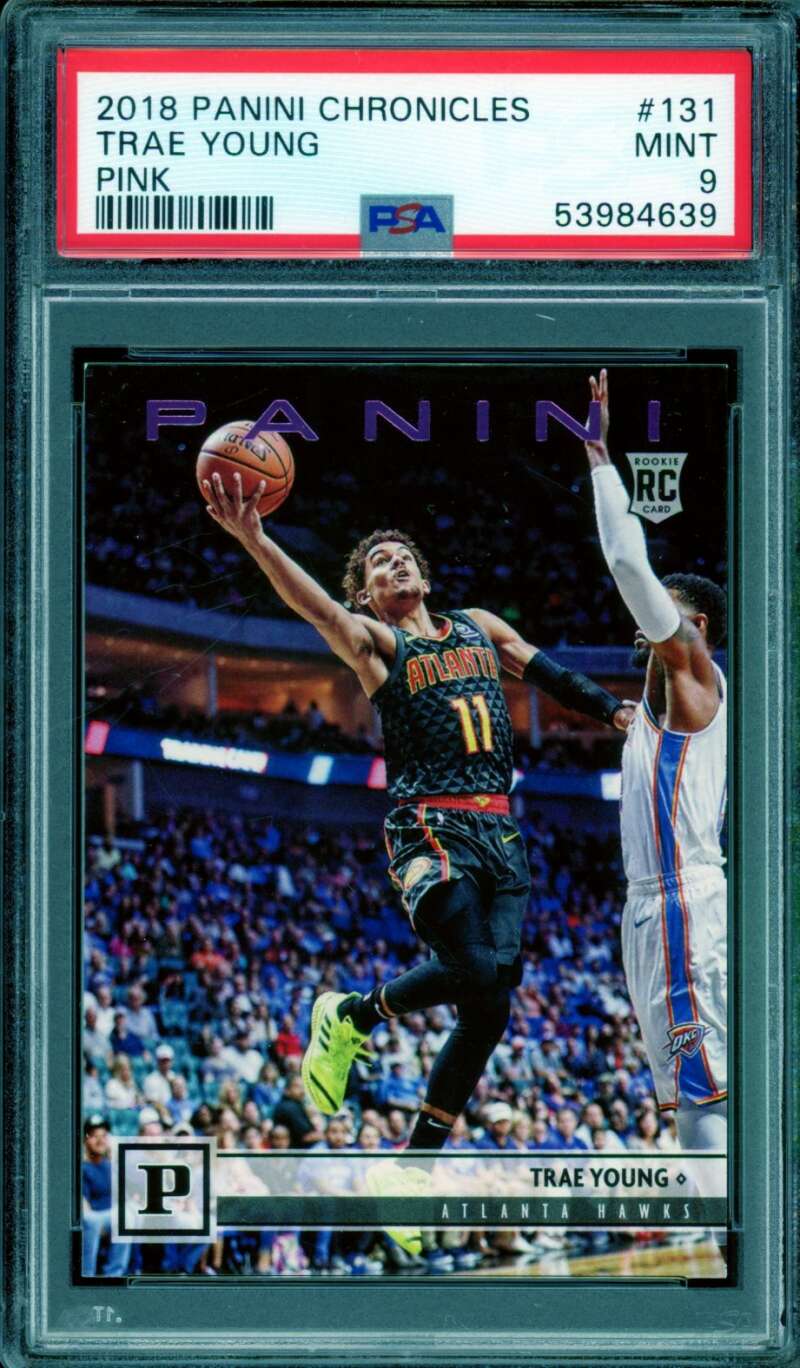 Trae Young Rookie Card 2018-19 Panini Chronicles Pink #131 PSA 9 Image 1