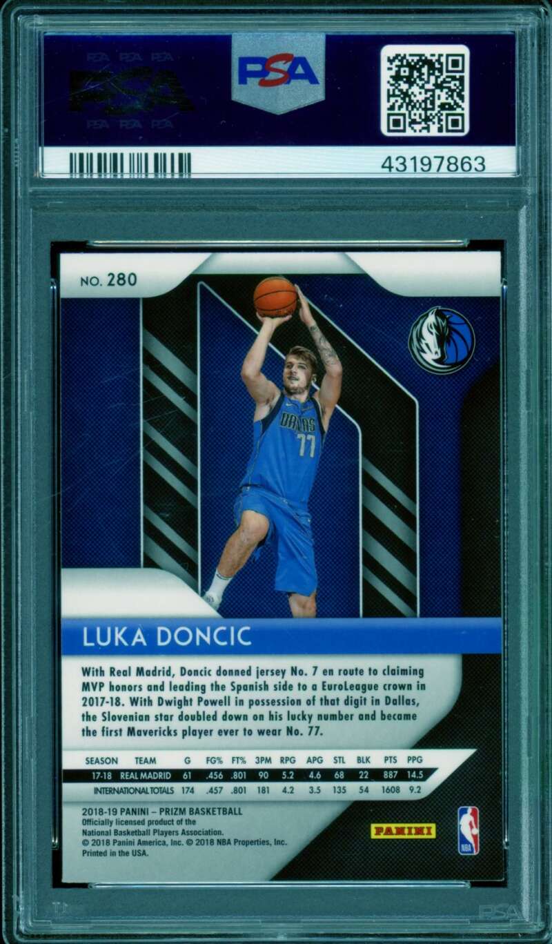 Luka Doncic Rookie Card 2018-19 Panini Prizm #280 PSA 10 Image 2
