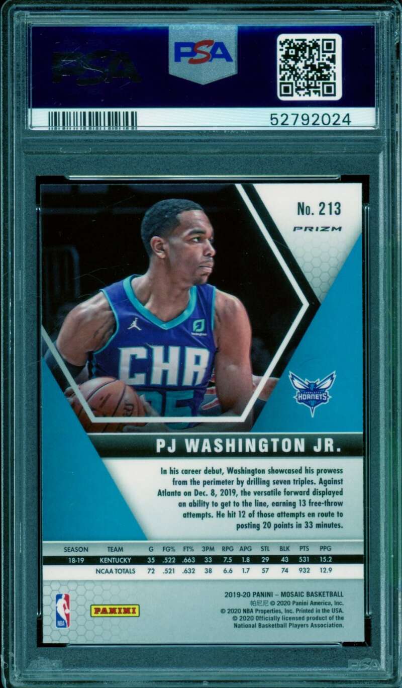 PJ Washington Jr. Rookie Card 2019-20 Panini Silver Mosaic #213 PSA 10 Image 2