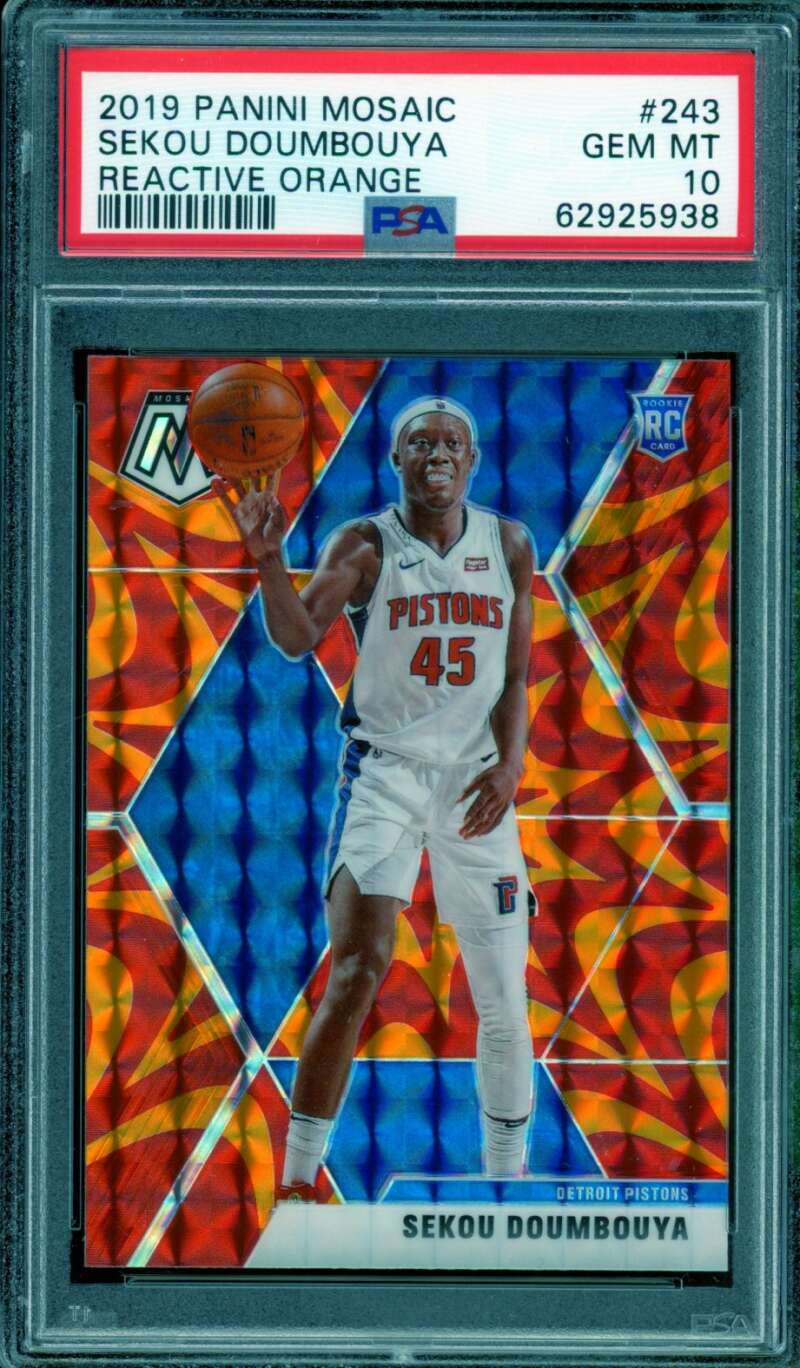 Sekou Doumbouya Rookie Card 2019-20 Panini Mosaic Reactive Orange #243 PSA 10 Image 1