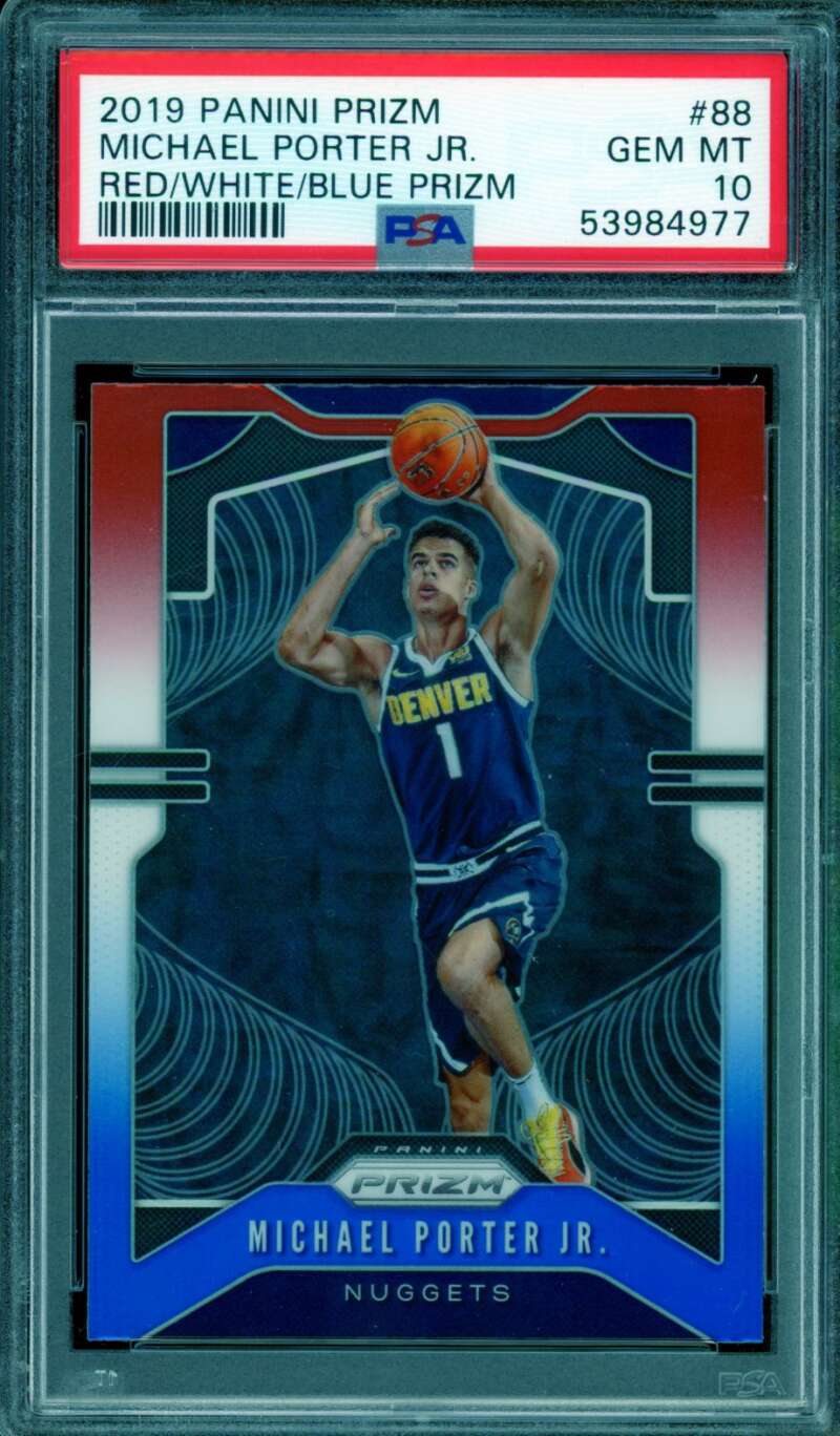 Michael Porter Jr. Rookie 2019-20 Panini Prizm Red/White/Blue #88 PSA 10 Image 1