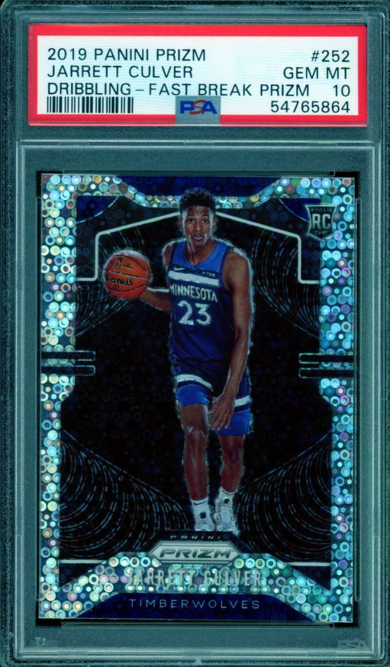 Jarrett Culver Rookie Card 2019-20 Panini Prizm Fast Break #252 PSA 10 Image 1