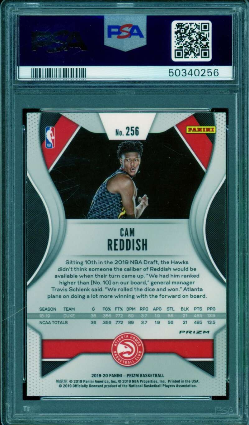 Cam Reddish Rookie Card 2019-20 Panini Prizm Fast Break #256 PSA 9 Image 2