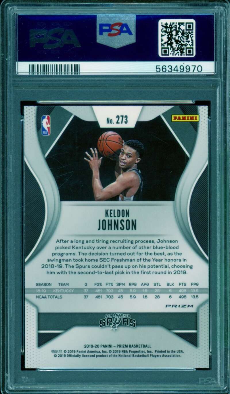 Keldon Johnson Rookie Card 2019-20 Panini Prizm Pink Ice #273 PSA 9 Image 2