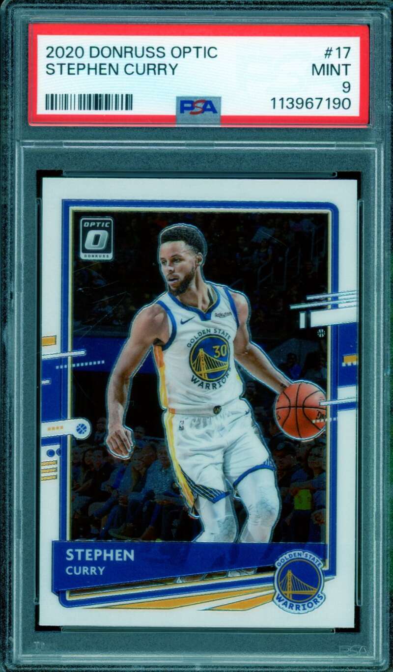 Stephen Curry Card 2020-21 Donruss Optic #17 PSA 9 Image 1