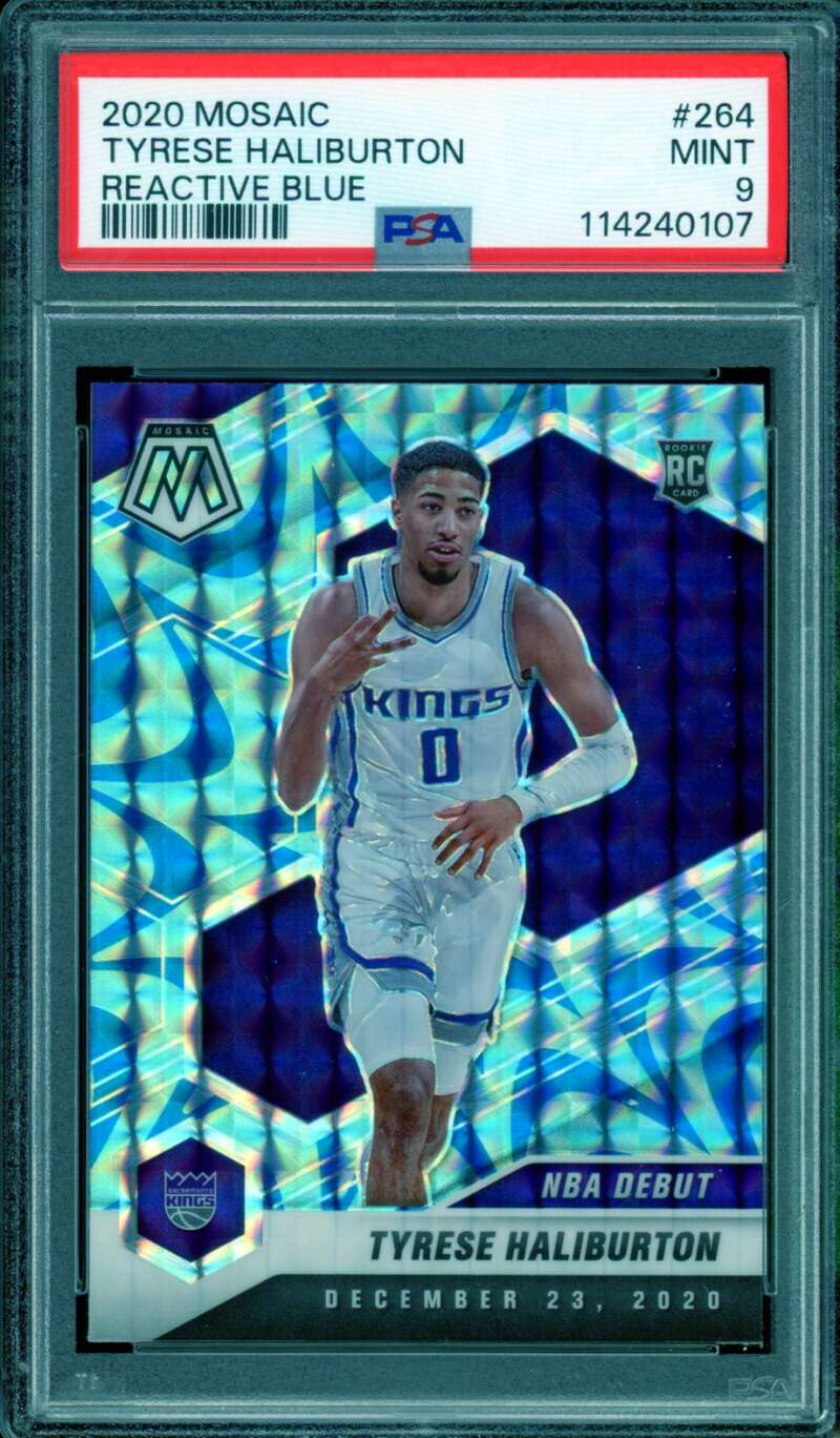 Tyrese Haliburton Rookie Card 2020-21 Mosaic Reactive Blue #264 PSA 9 Image 1