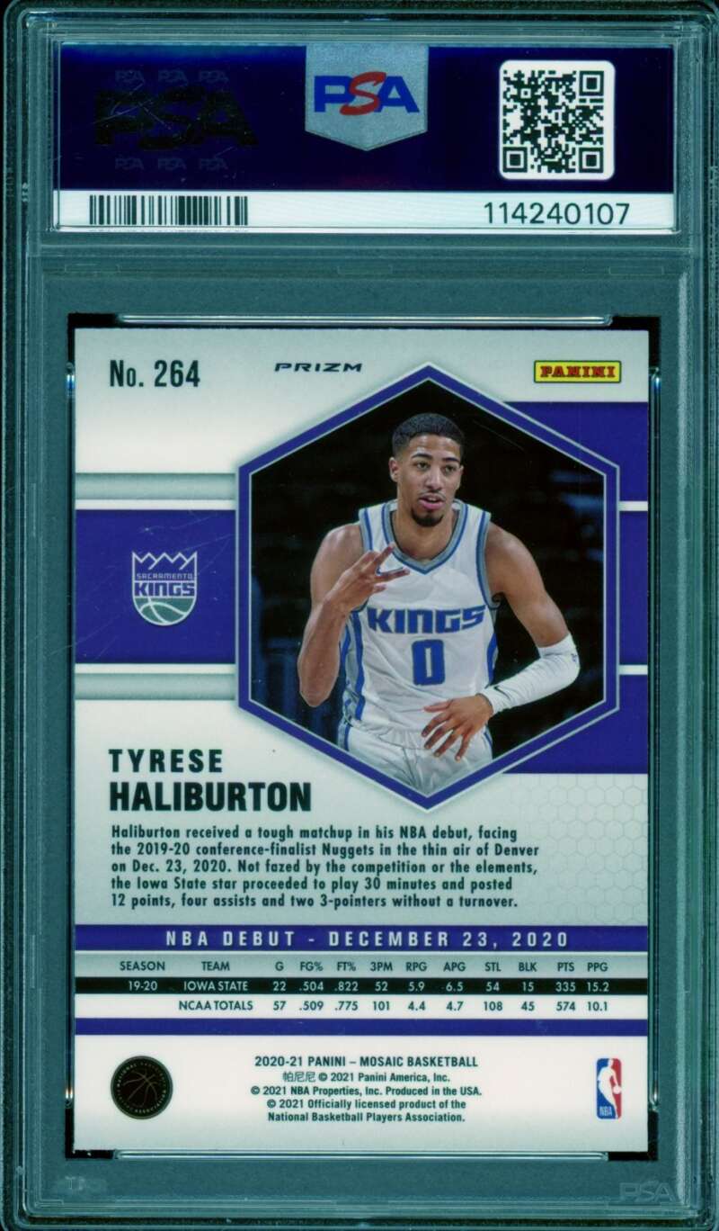 Tyrese Haliburton Rookie Card 2020-21 Mosaic Reactive Blue #264 PSA 9 Image 2
