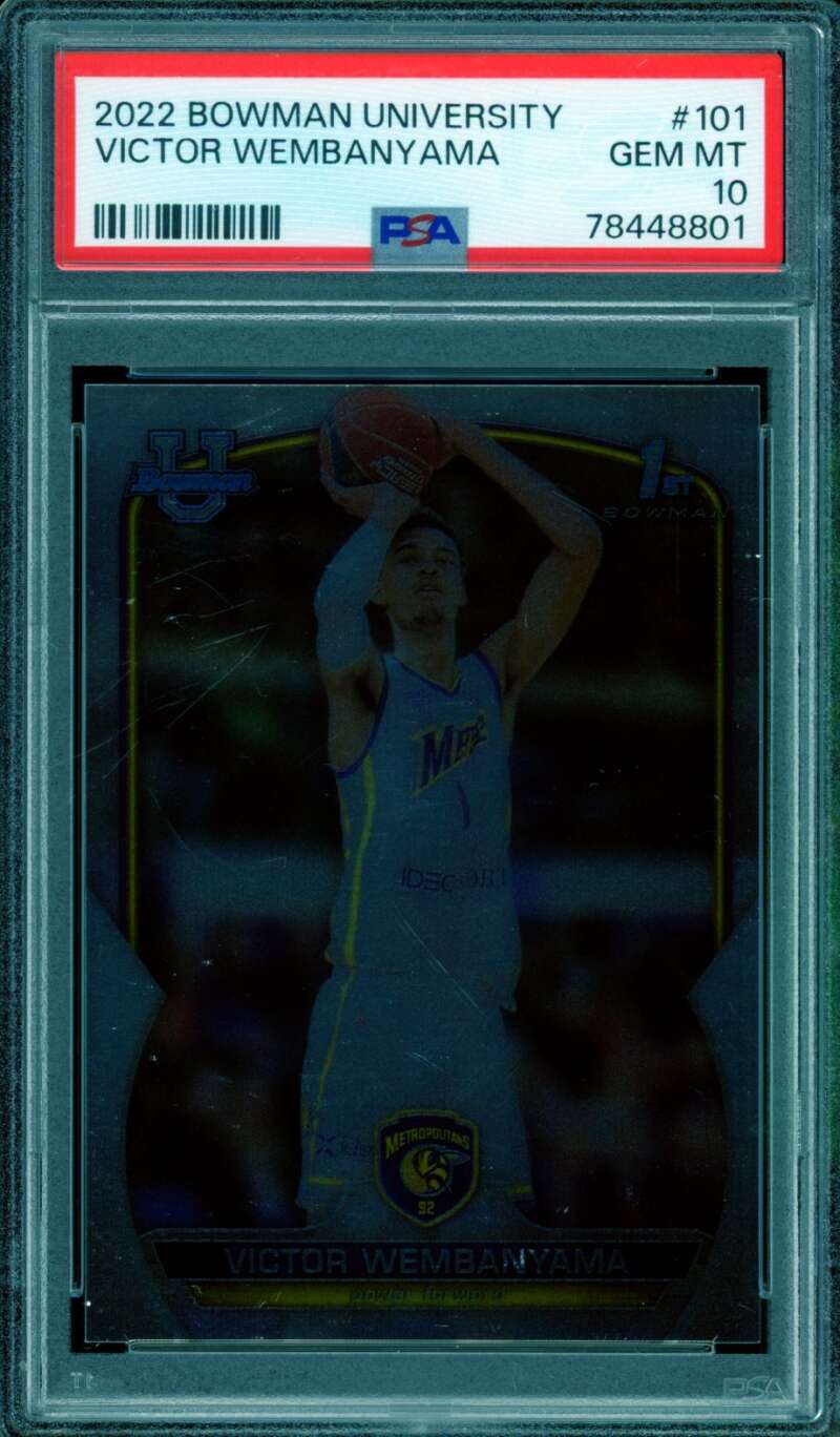 Victor Wembanyama Rookie Card 2022 Bowman University #101 PSA 10 Image 1
