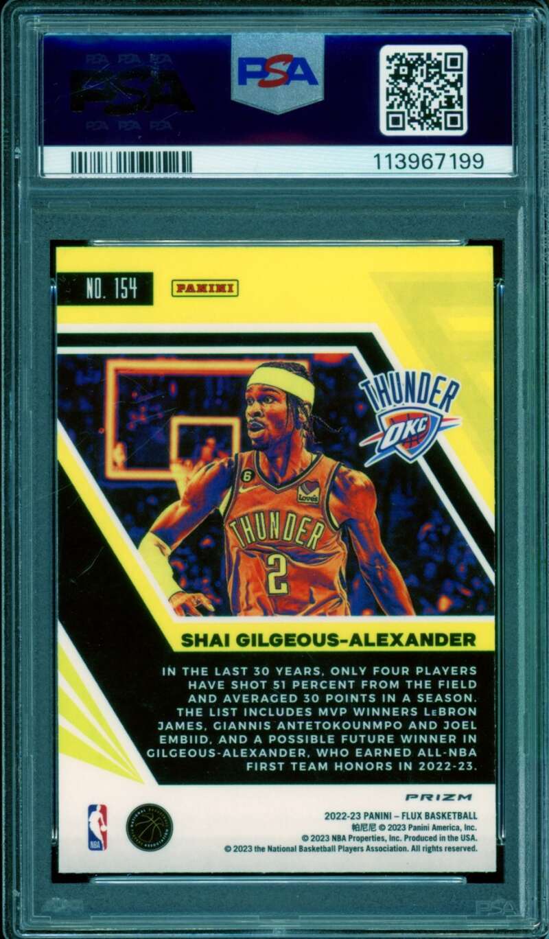 Shai Gilgeous-Alexander Card 2022-23 Panini Flux Silver (pop 3) #154 PSA 9 Image 2