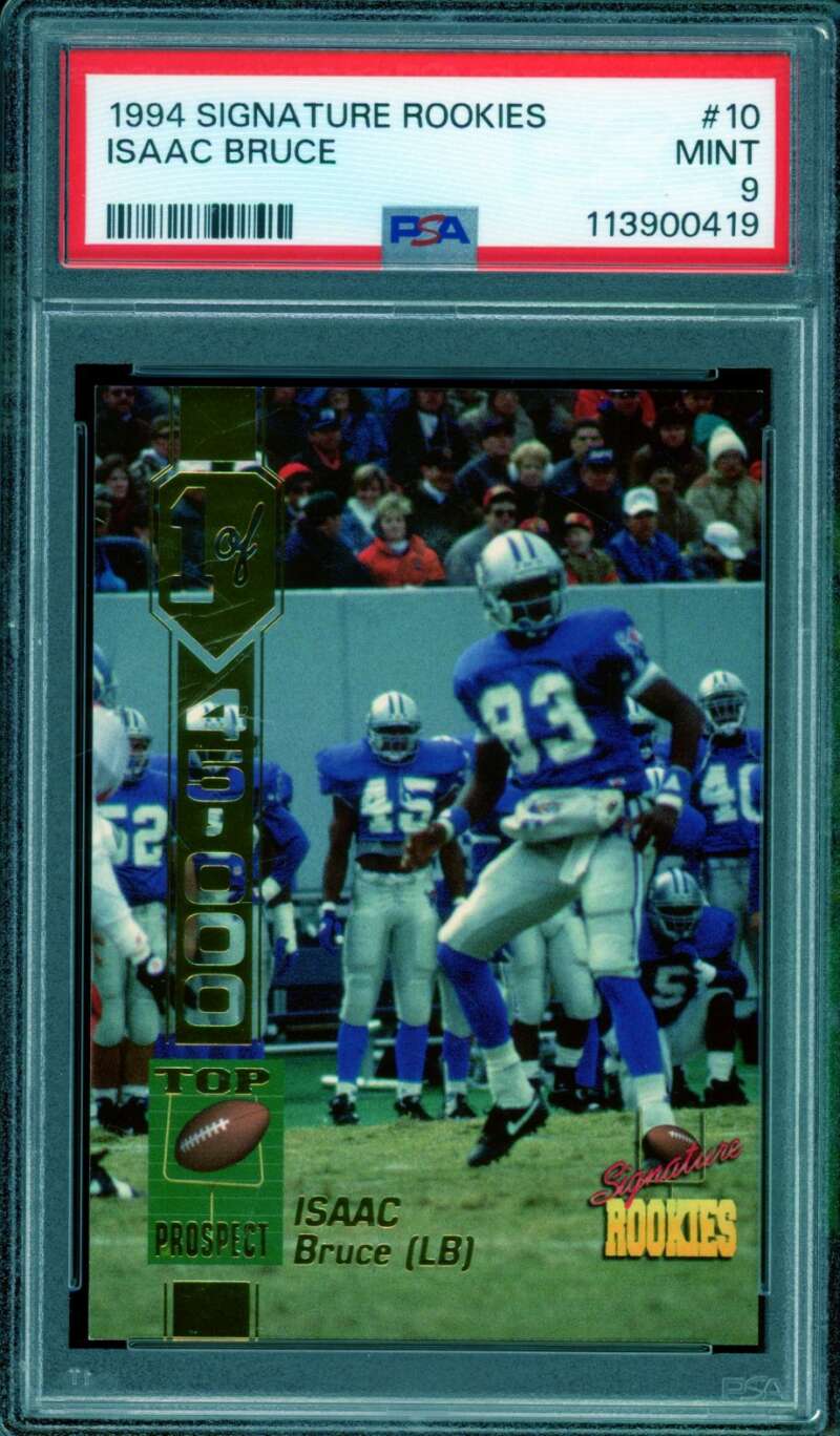 Isaac Bruce Rookie Card 1994 Signature Rookies (pop 1) #10 PSA 9 Image 1
