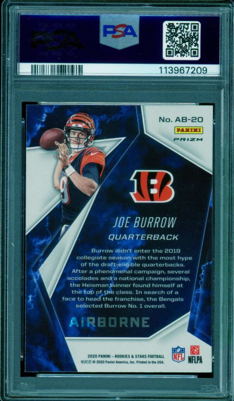 Joe Burrow Card 2020 Panini Rookie Stars Airborne White #AB20 PSA 9 Image 2