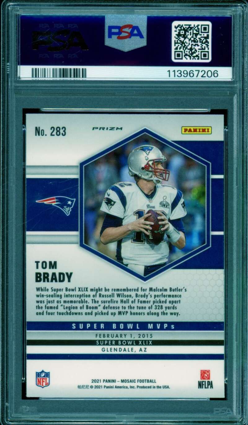Tom Brady Card 2021 Mosaic Silver #283 PSA 10 Image 2